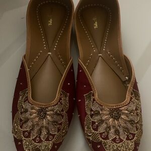Traditional Red Embroidered Women's Shoes
